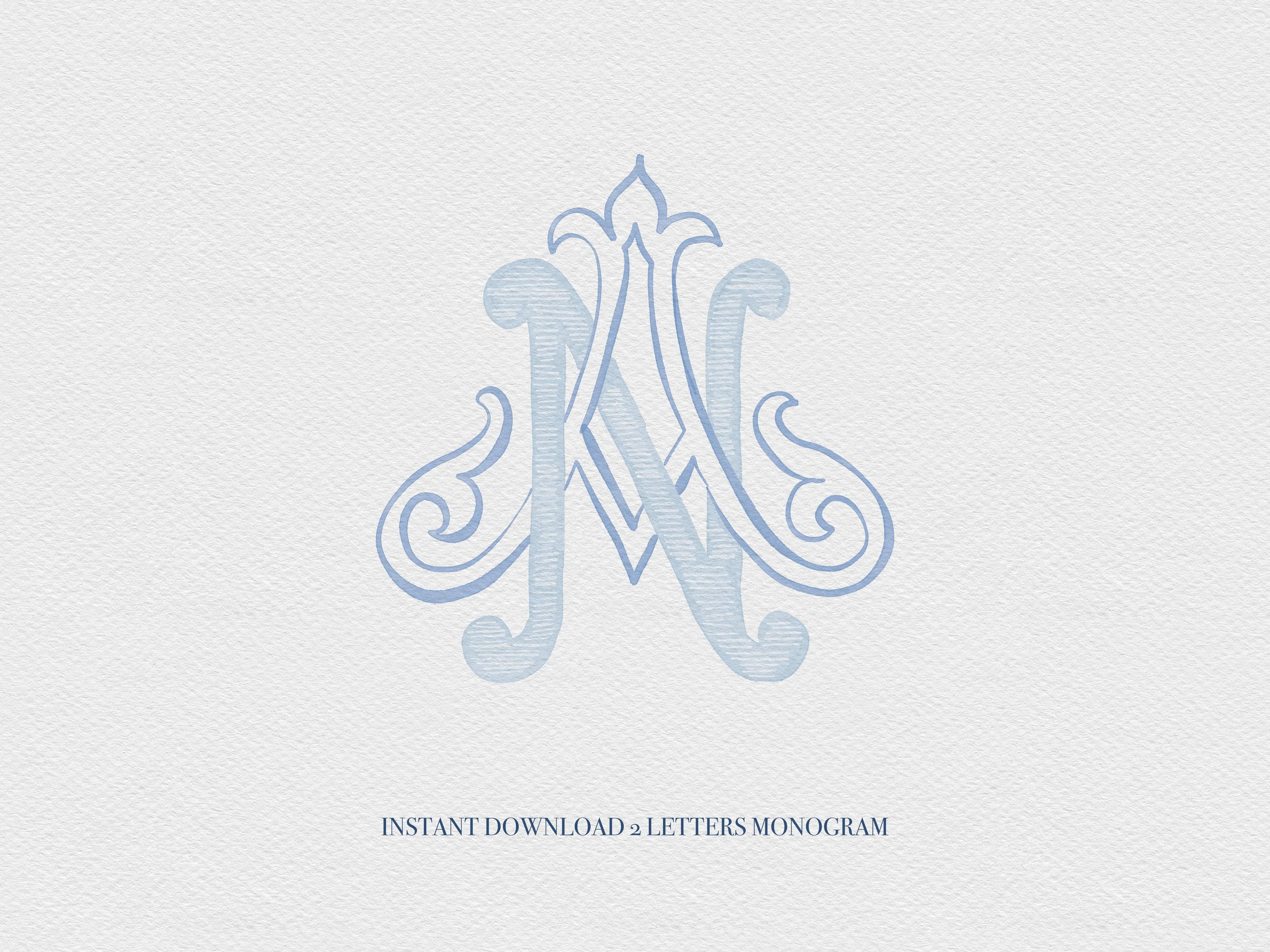 2 Letter Monogram With Letters MG Digital Download Wedding 