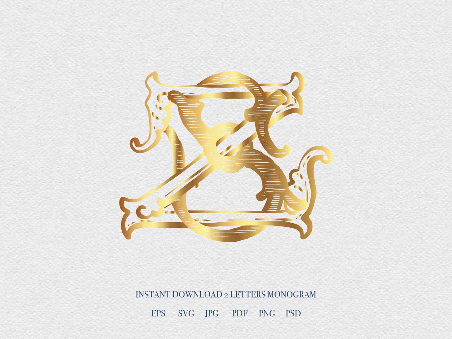 2 Letter Monogram with Letters SZ ZS | Digital Download - Wedding Monogram SVG, Personal Logo, Wedding Logo for Wedding Invitations The Wedding Crest Lab