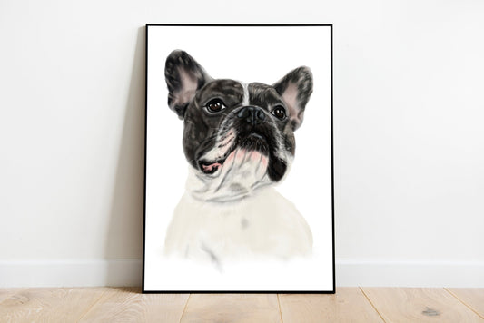 Black and white french bulldog painting 