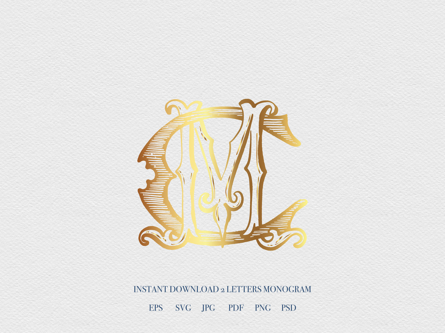 2 Letter Monogram with Letters CM MC | Digital Download - Wedding Monogram SVG, Personal Logo, Wedding Logo for Wedding Invitations The Wedding Crest Lab