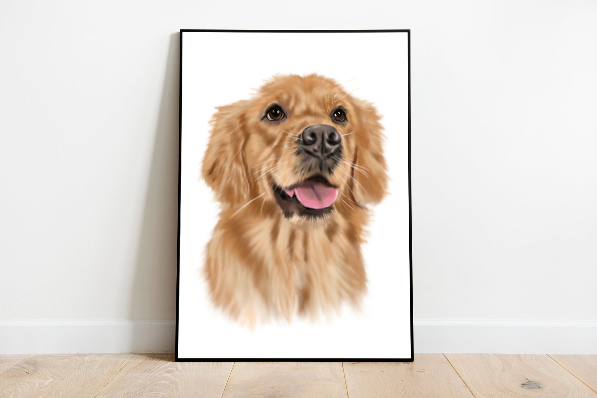 Golden retriever dog painting