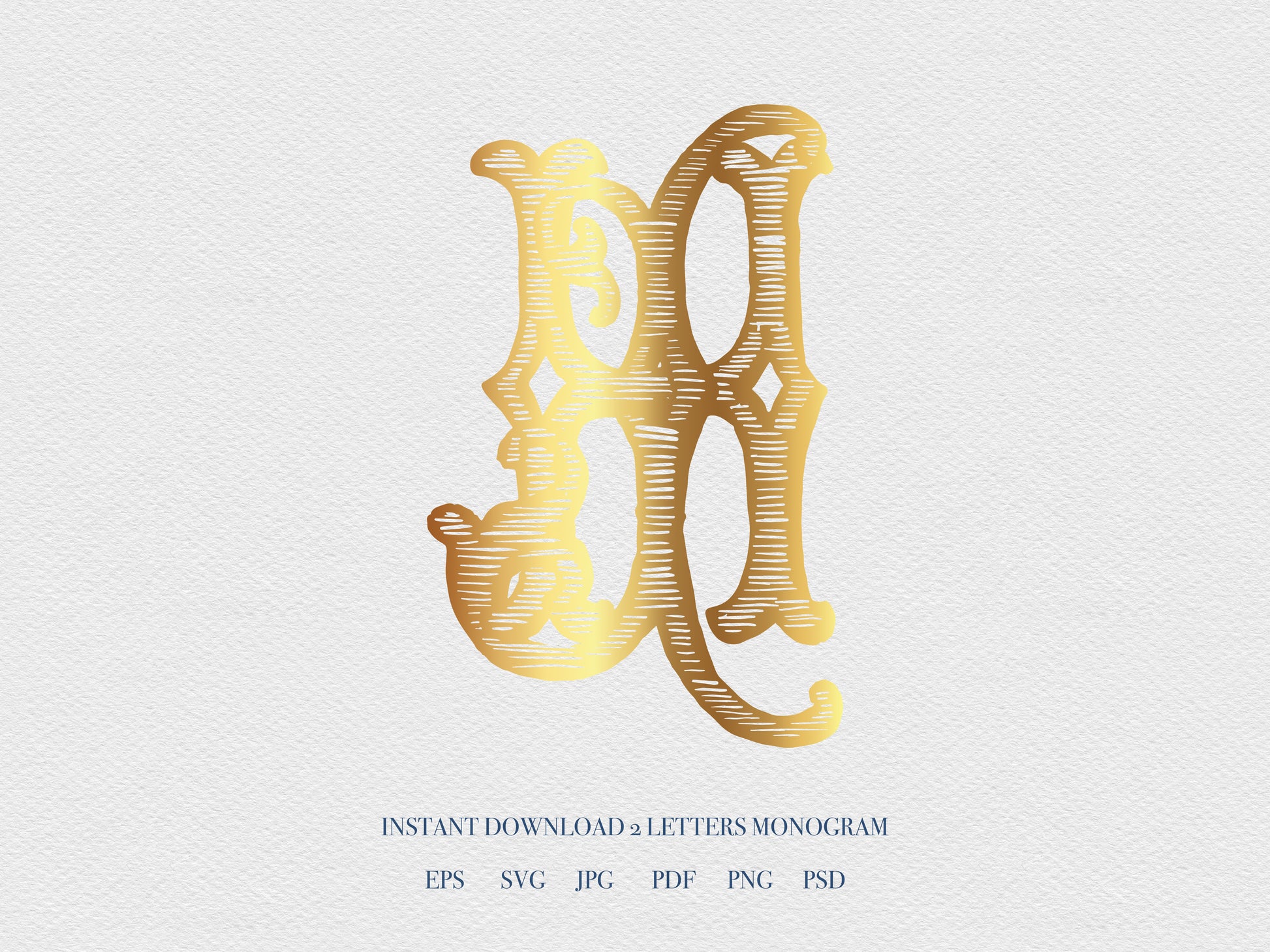 2 Letter Monogram with Letters HJ JH | Digital Download - Wedding Monogram SVG, Personal Logo, Wedding Logo for Wedding Invitations The Wedding Crest Lab