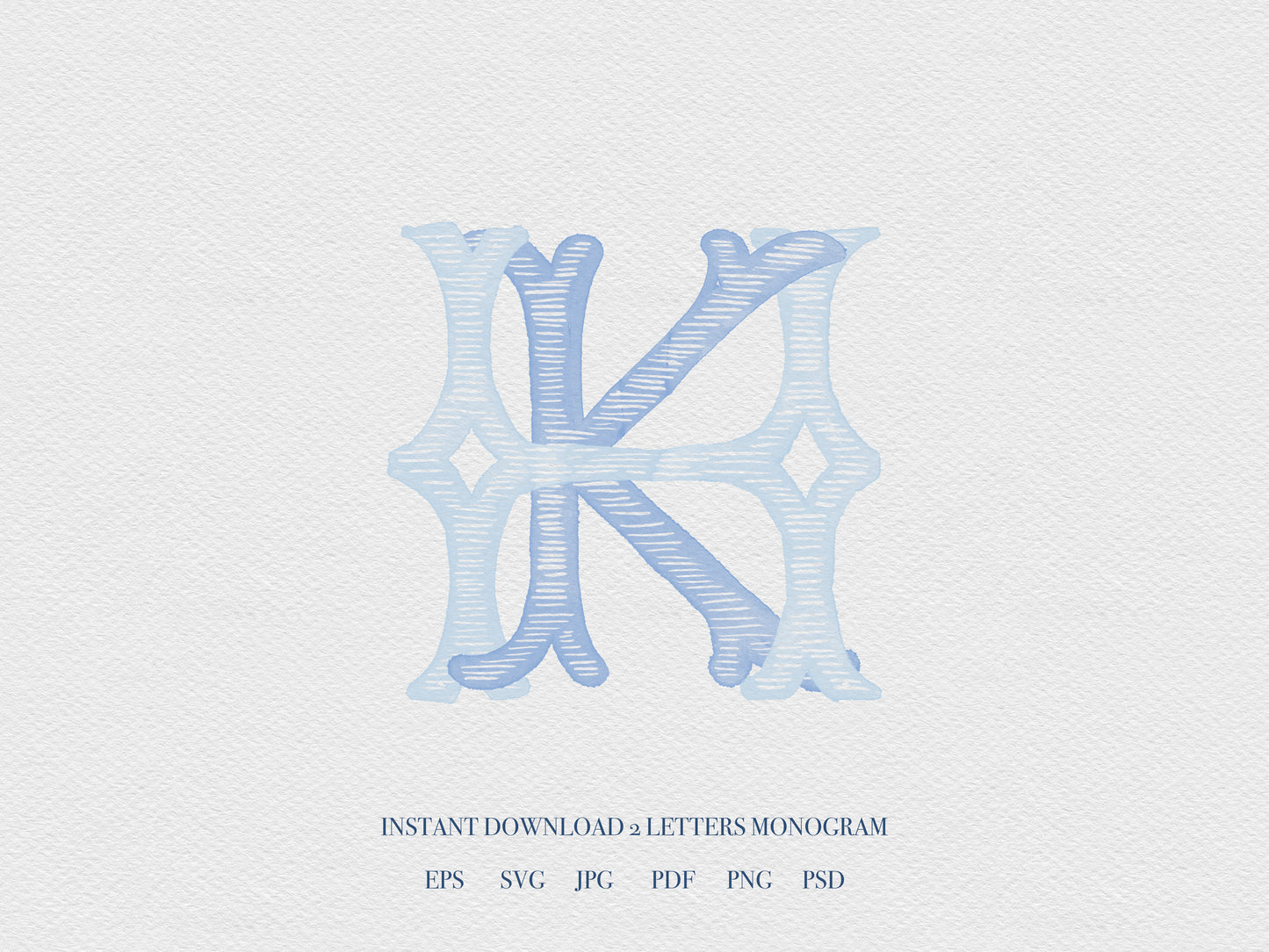 2 Letter Monogram with Letters HK KH | Digital Download - Wedding Monogram SVG, Personal Logo, Wedding Logo for Wedding Invitations The Wedding Crest Lab