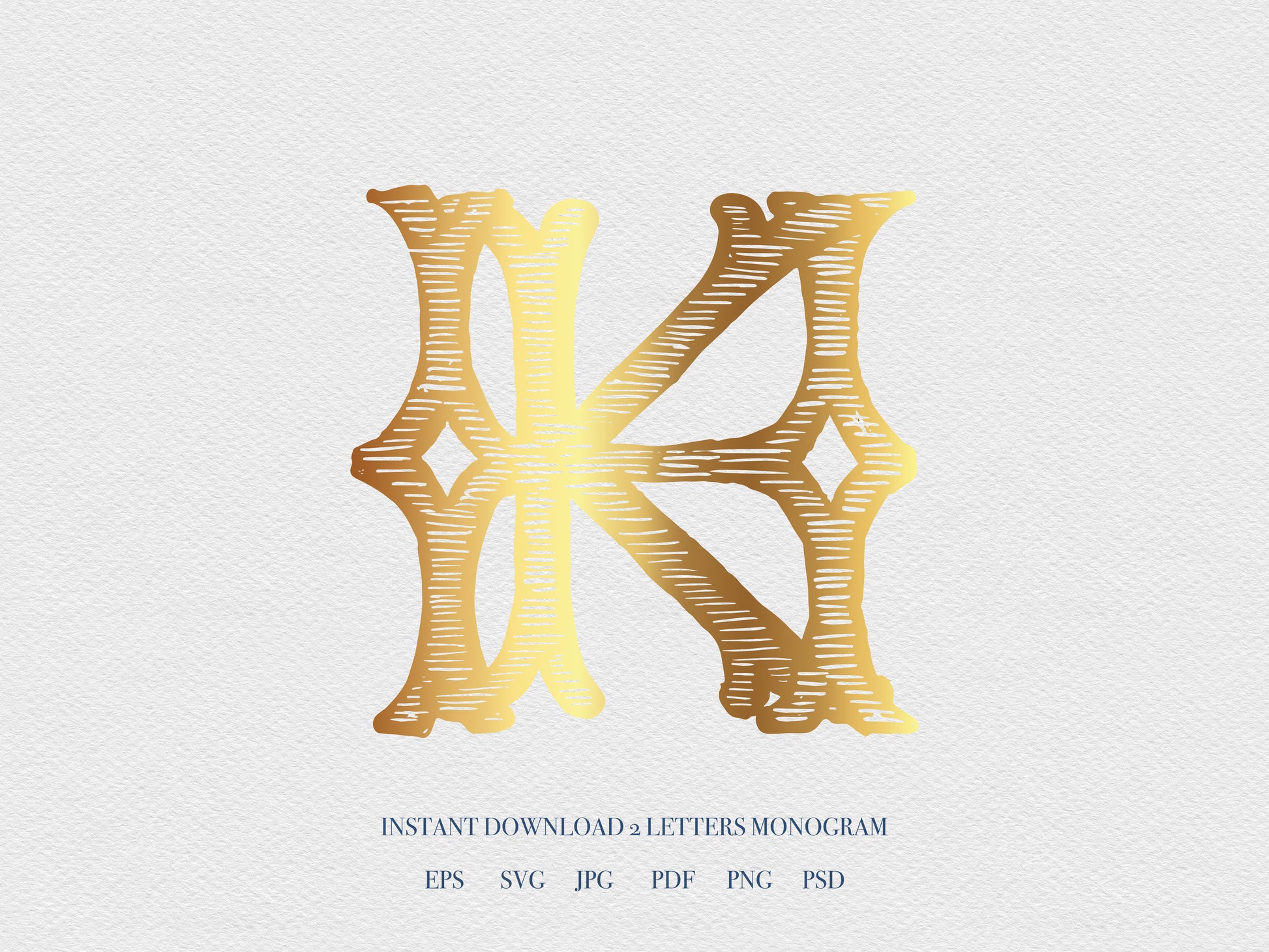 2 Letter Monogram with Letters HK KH | Digital Download - Wedding Monogram SVG, Personal Logo, Wedding Logo for Wedding Invitations The Wedding Crest Lab