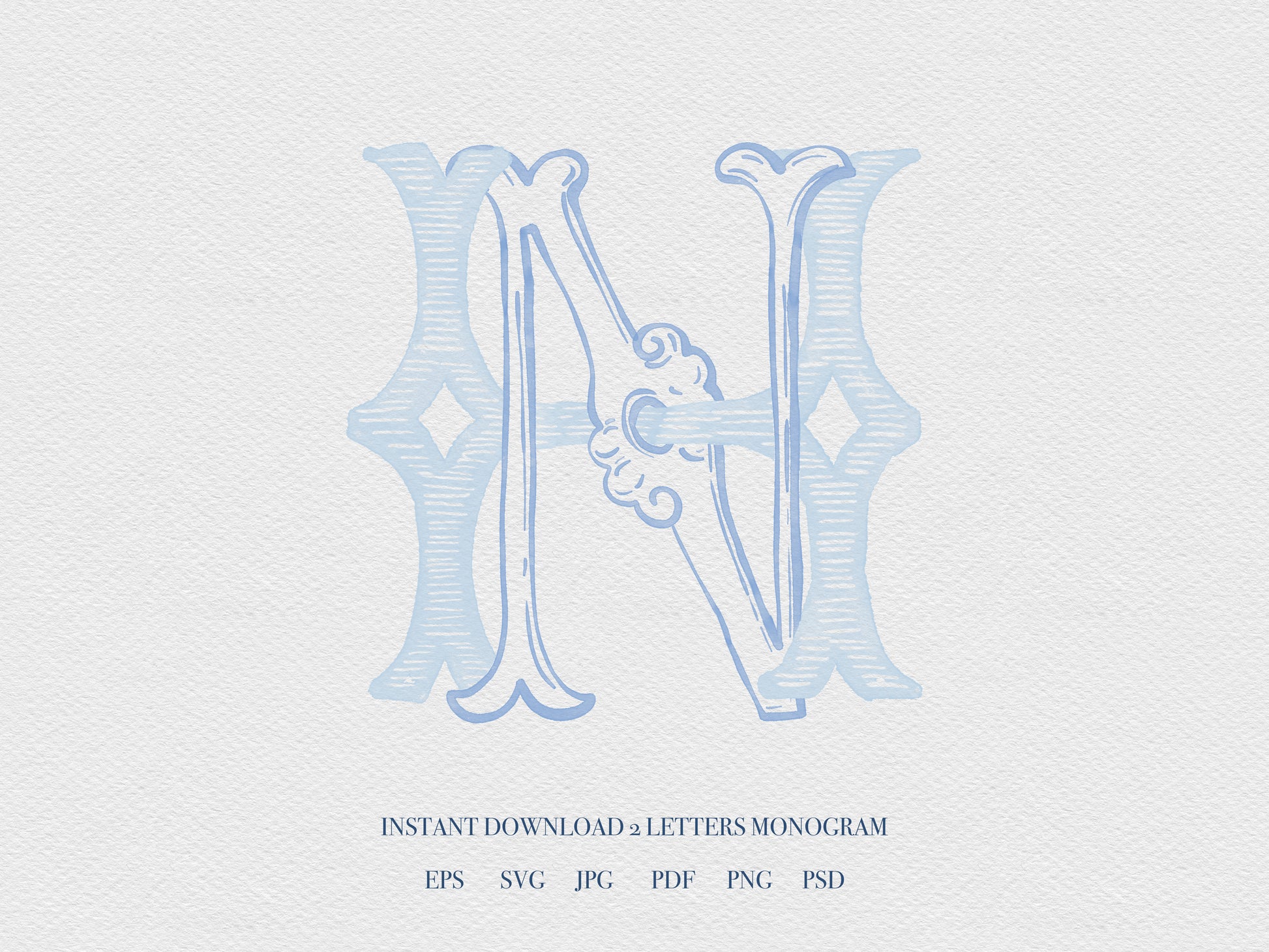 2 Letter Monogram with Letters HN NH | Digital Download - Wedding Monogram SVG, Personal Logo, Wedding Logo for Wedding Invitations The Wedding Crest Lab
