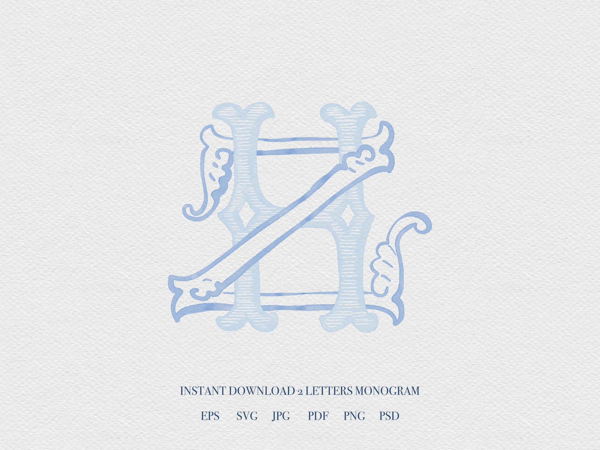 2 Letter Monogram with Letters HZ ZH | Digital Download - Wedding Monogram SVG, Personal Logo, Wedding Logo for Wedding Invitations The Wedding Crest Lab