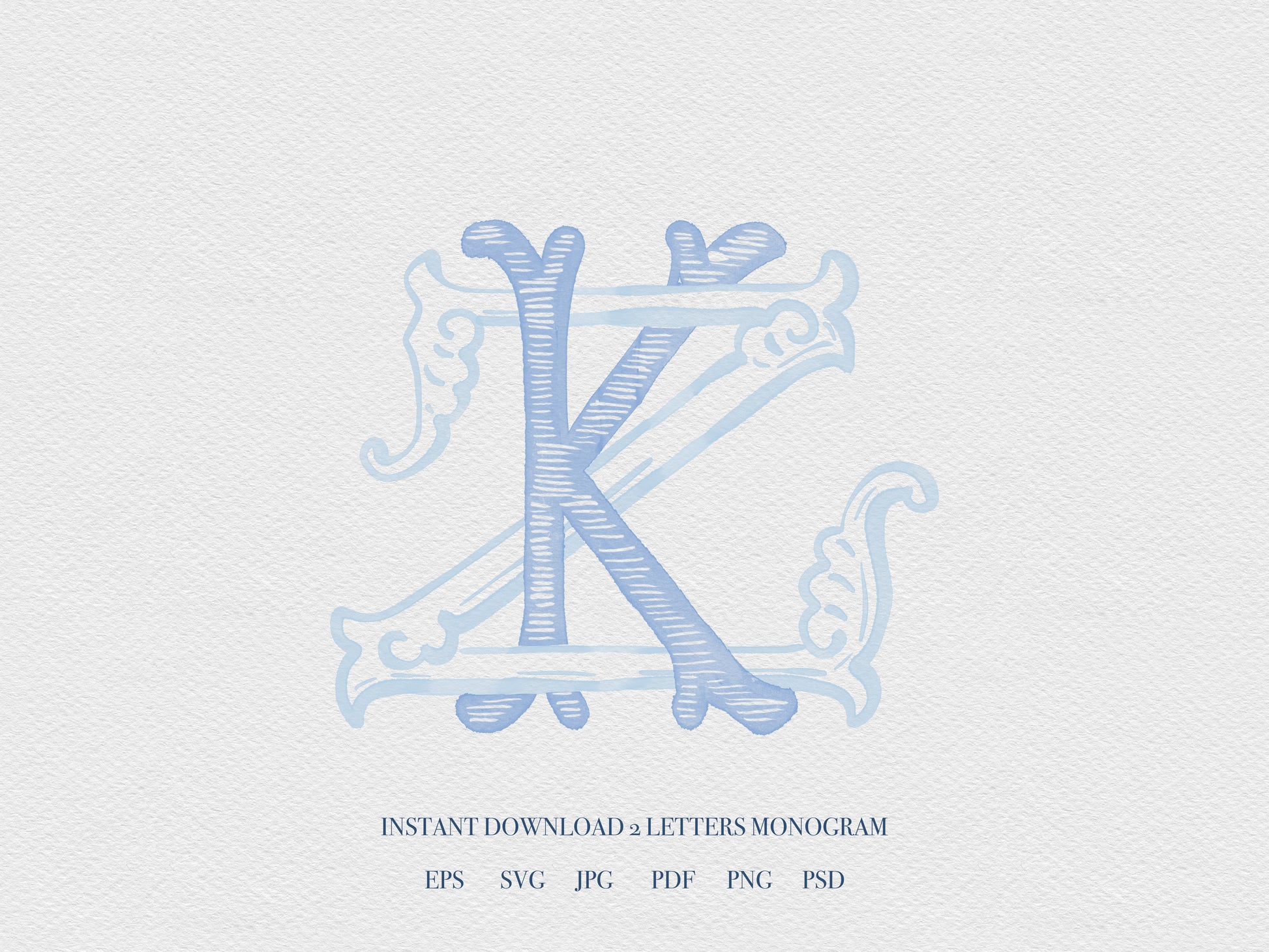 2 Letter Monogram with Letters KZ ZK | Digital Download - Wedding Monogram SVG, Personal Logo, Wedding Logo for Wedding Invitations The Wedding Crest Lab