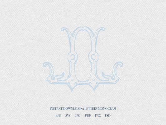 2 Letter Monogram with Letters LL | Digital Download - Wedding Monogram SVG, Personal Logo, Wedding Logo for Wedding Invitations The Wedding Crest Lab