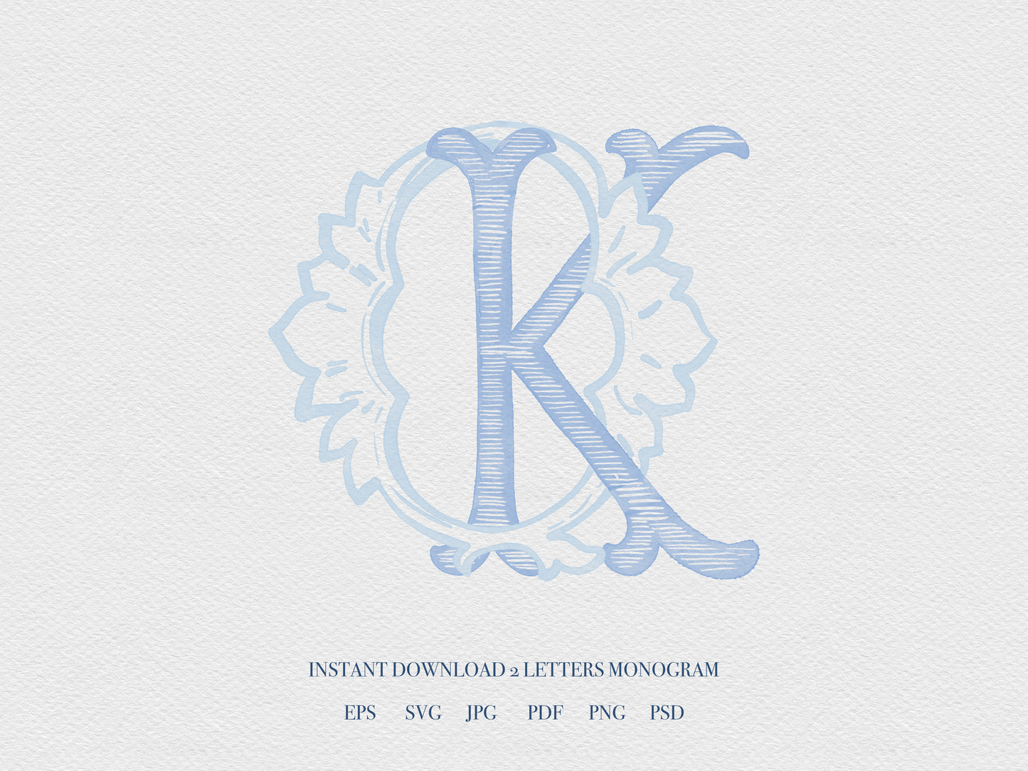 2 Letter Monogram with Letters KQ QK | Digital Download - Wedding Monogram SVG, Personal Logo, Wedding Logo for Wedding Invitations The Wedding Crest Lab