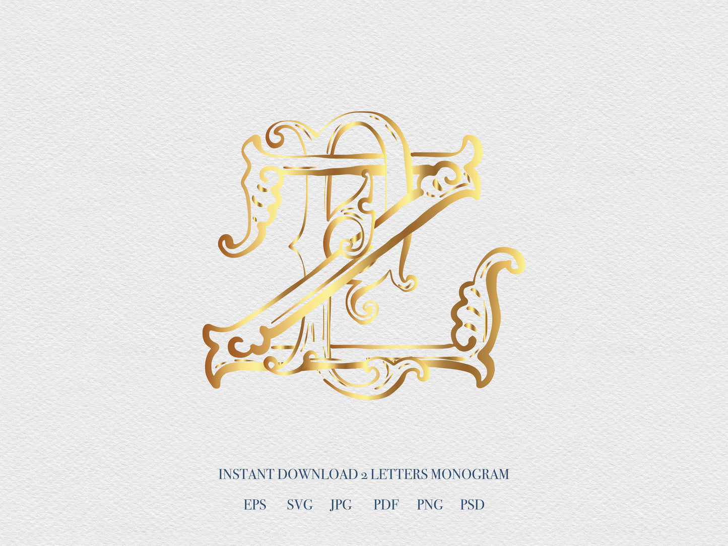 2 Letter Monogram with Letters PZ ZP | Digital Download - Wedding Monogram SVG, Personal Logo, Wedding Logo for Wedding Invitations The Wedding Crest Lab