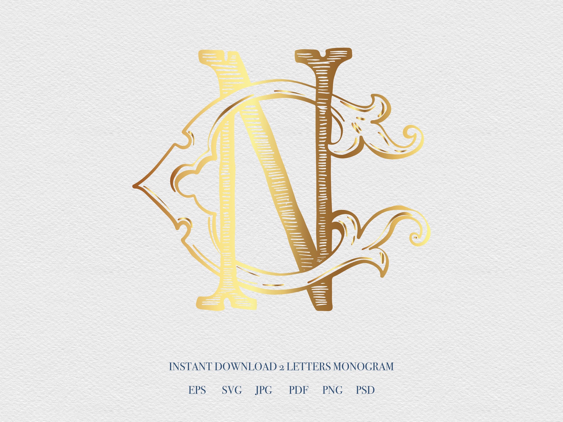 2 Letter Monogram with Letters NC CN | Digital Download - Wedding Monogram SVG, Personal Logo, Wedding Logo for Wedding Invitations The Wedding Crest Lab