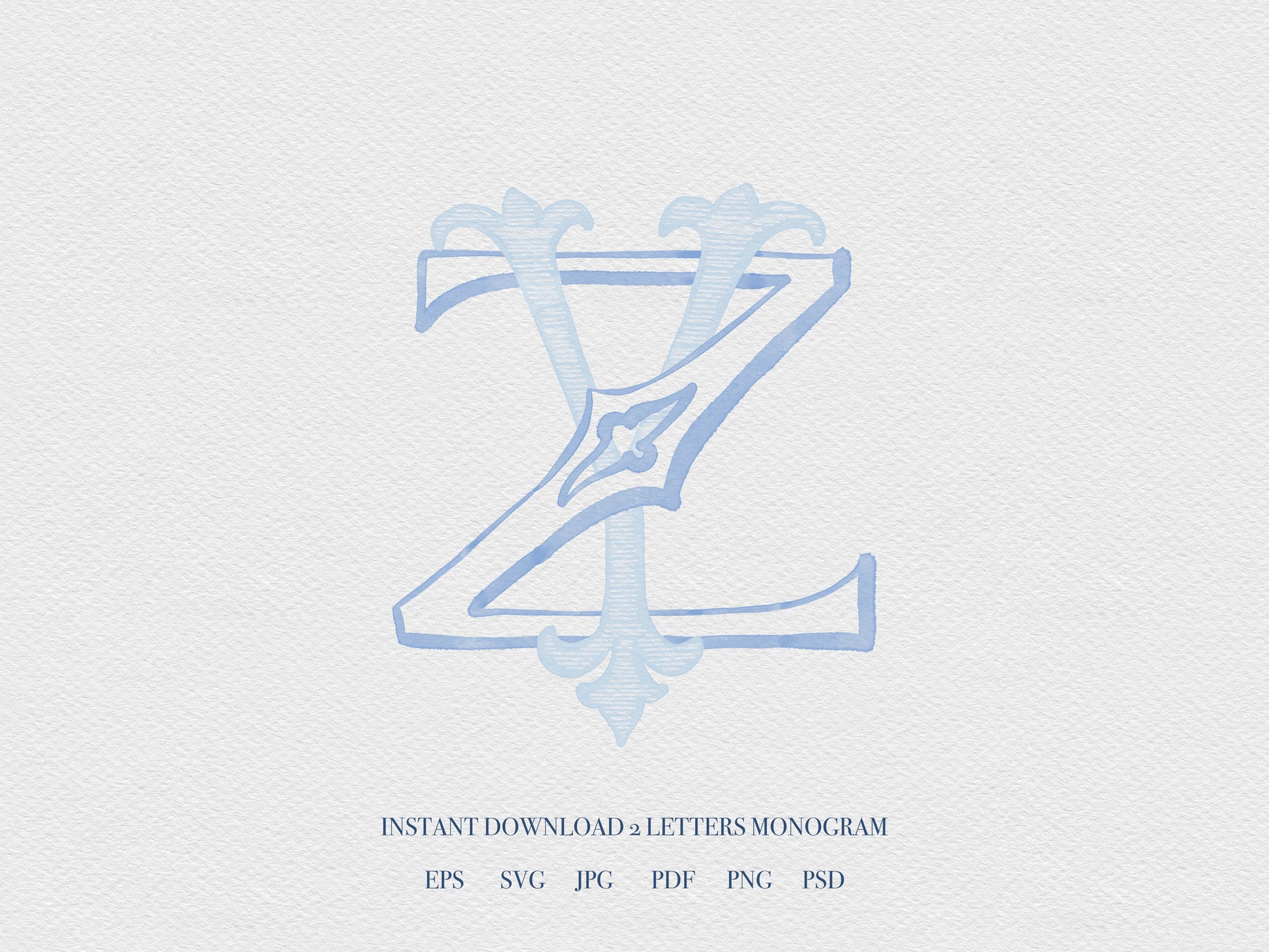 2 Letter Monogram with Letters YZ ZY | Digital Download - Wedding Monogram SVG, Personal Logo, Wedding Logo for Wedding Invitations The Wedding Crest Lab