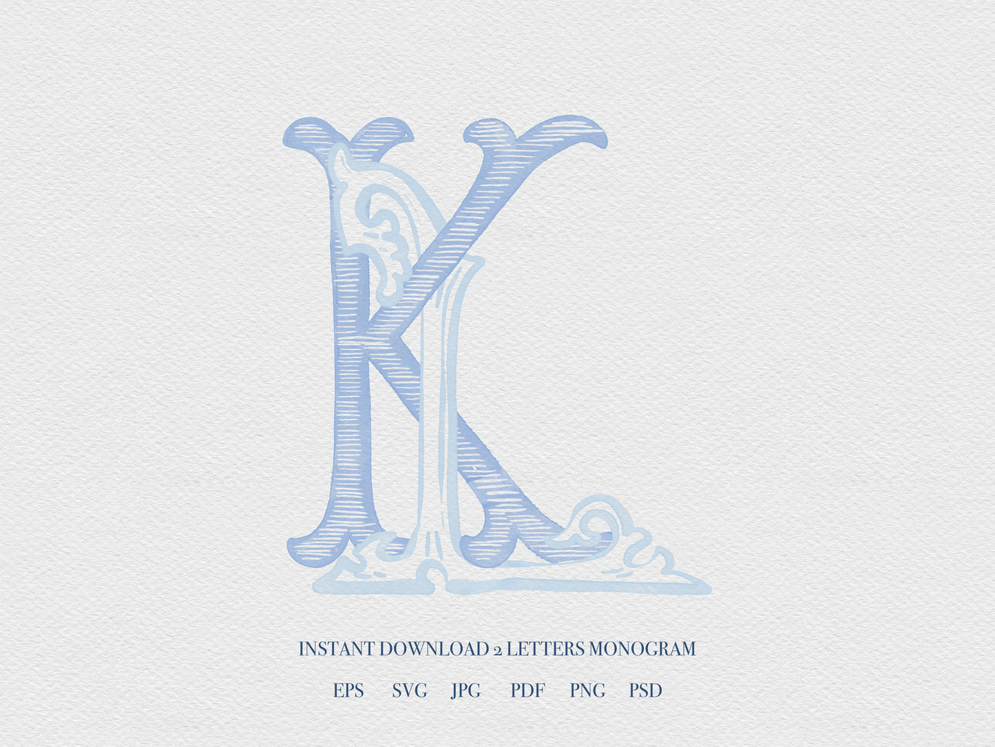 2 Letter Monogram with Letters KL LK | Digital Download - Wedding Monogram SVG, Personal Logo, Wedding Logo for Wedding Invitations The Wedding Crest Lab