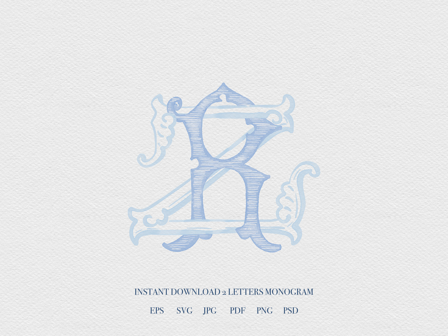 2 Letter Monogram with Letters RZ ZR | Digital Download - Wedding Monogram SVG, Personal Logo, Wedding Logo for Wedding Invitations The Wedding Crest Lab