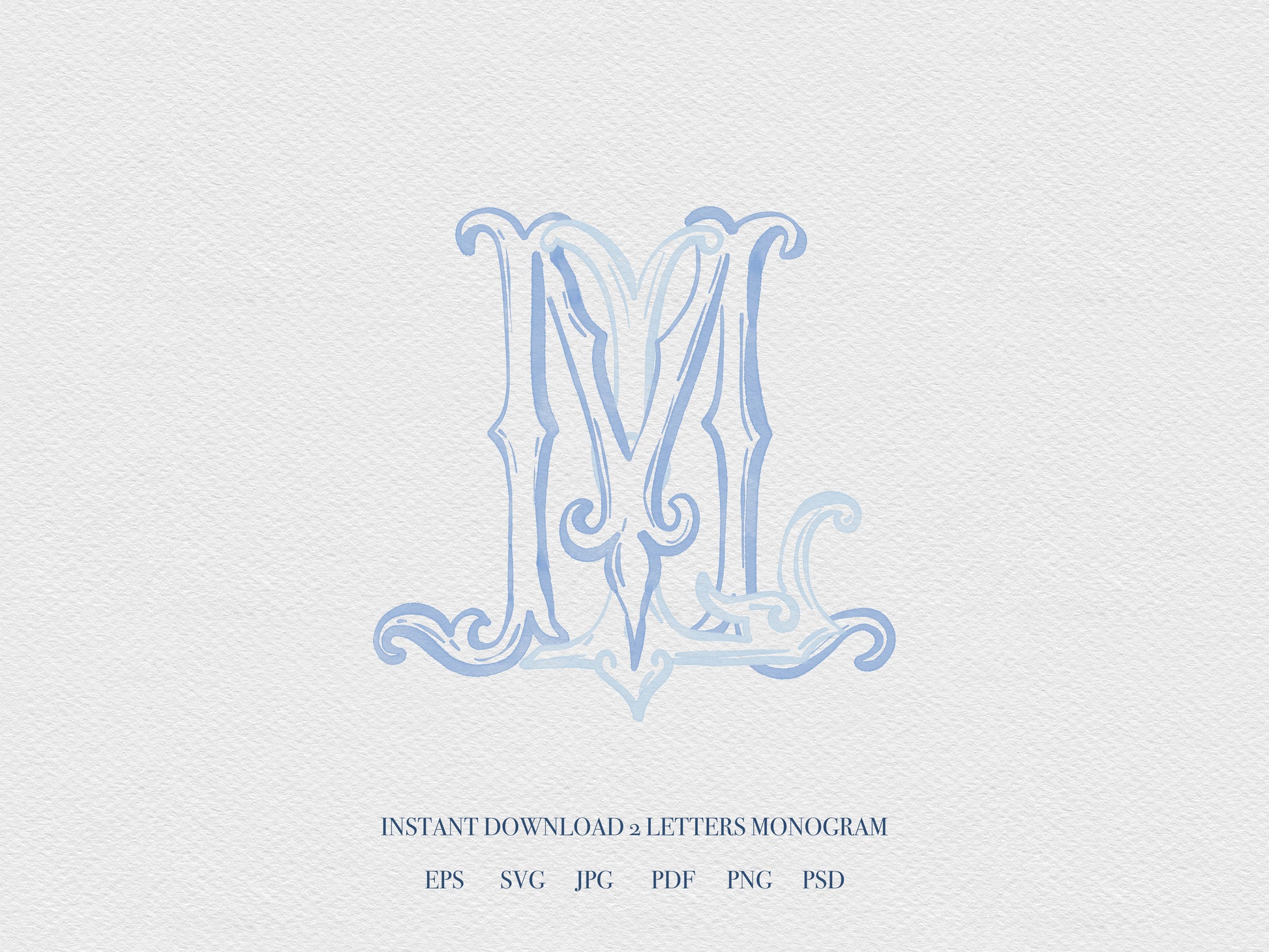 2 Letter Monogram with Letters LM ML | Digital Download - Wedding Monogram SVG, Personal Logo, Wedding Logo for Wedding Invitations The Wedding Crest Lab