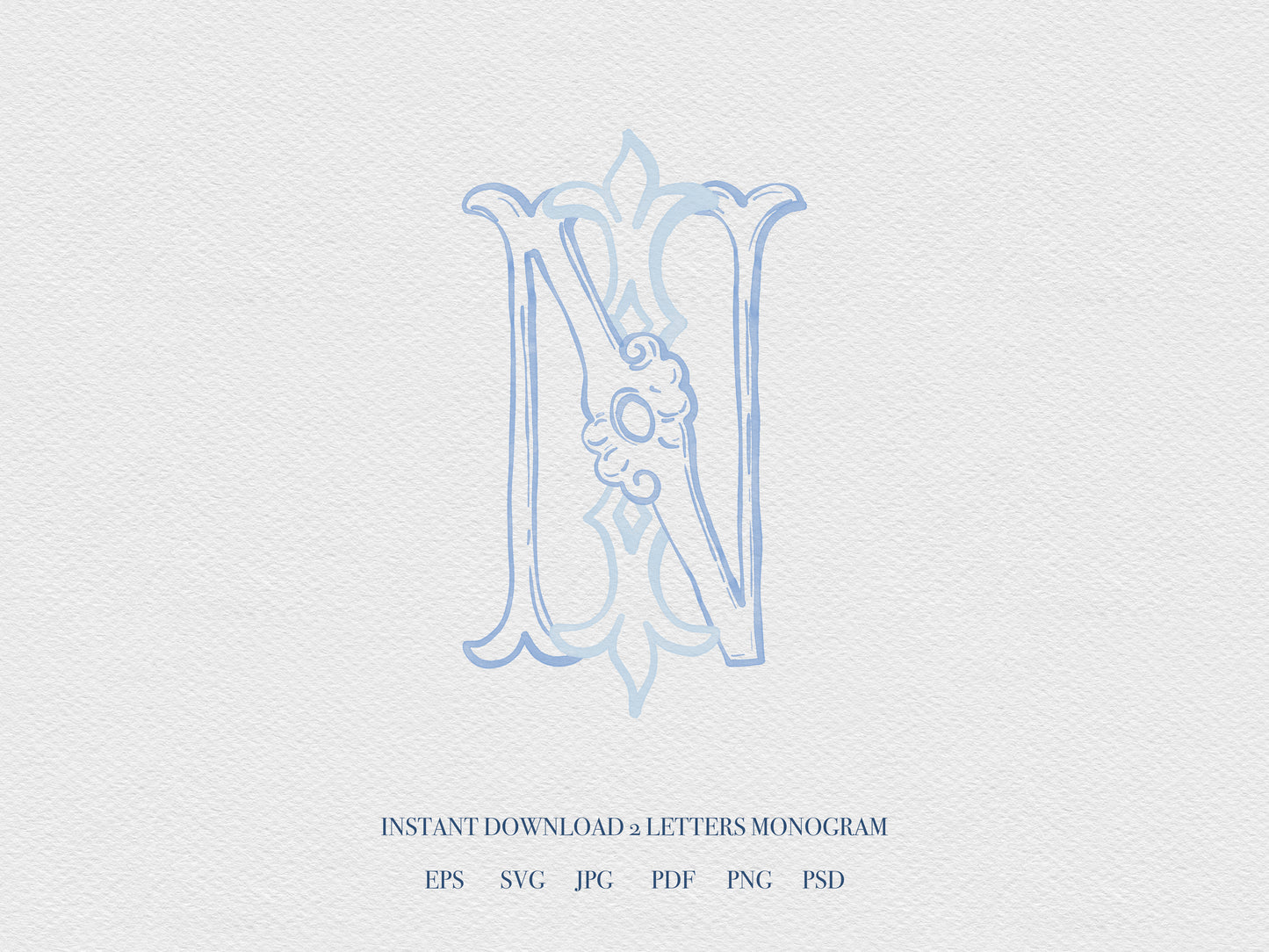2 Letter Monogram with Letters IN NI | Digital Download - Wedding Monogram SVG, Personal Logo, Wedding Logo for Wedding Invitations The Wedding Crest Lab