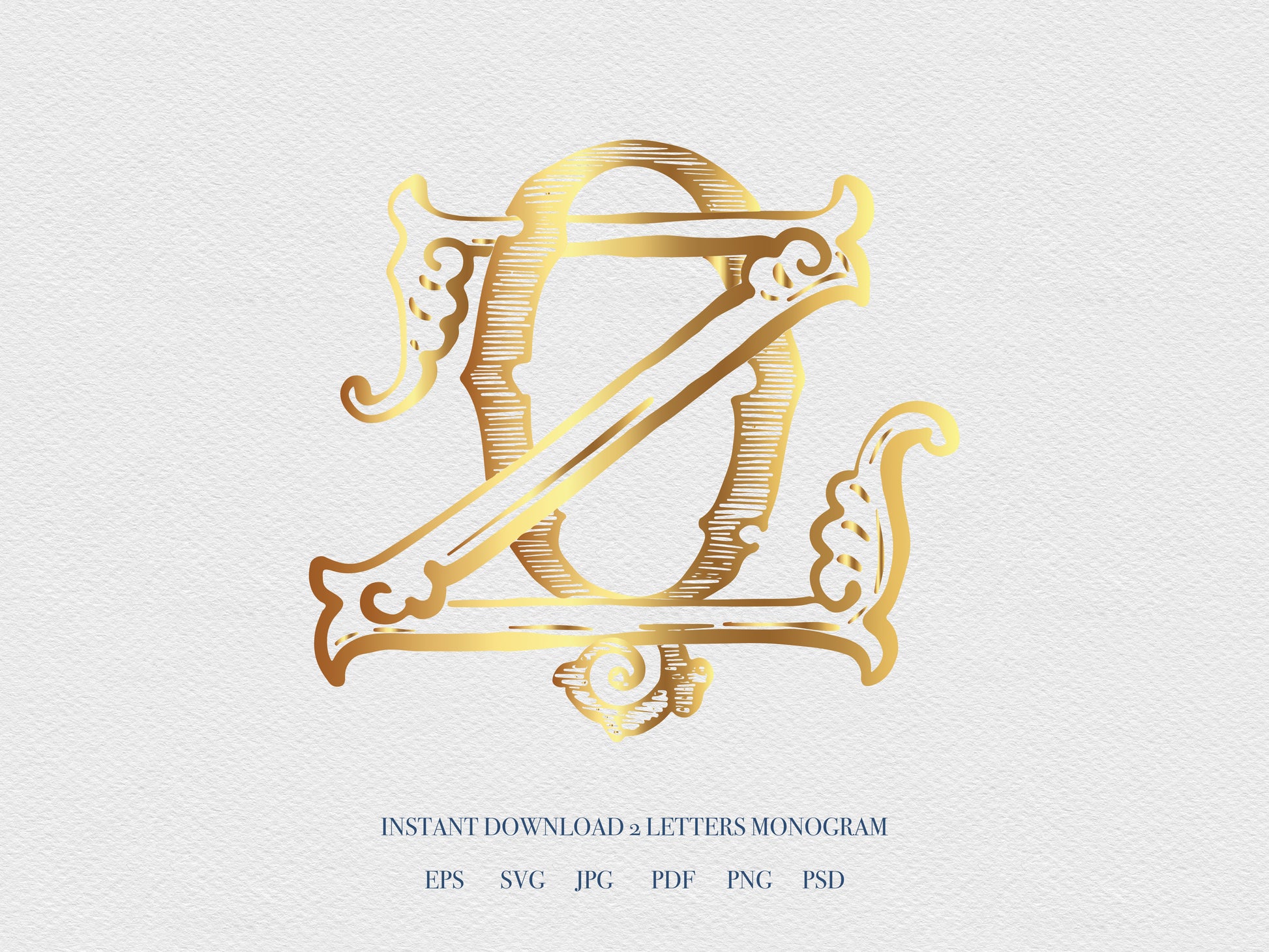 2 Letter Monogram with Letters QZ ZQ | Digital Download - Wedding Monogram SVG, Personal Logo, Wedding Logo for Wedding Invitations The Wedding Crest Lab