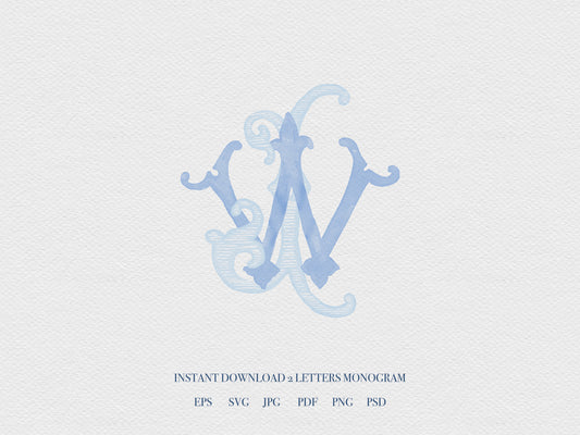 2 Letter Monogram with Letters JW WJ | Digital Download - Wedding Monogram SVG, Personal Logo, Wedding Logo for Wedding Invitations The Wedding Crest Lab