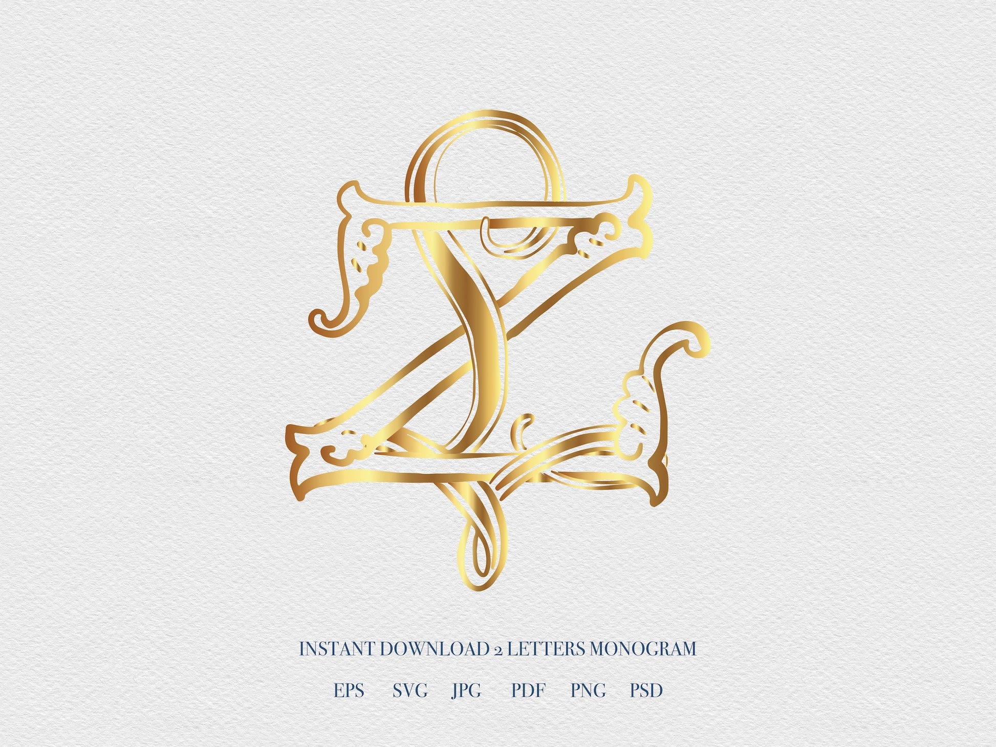2 Letter Monogram with Letters LZ ZL | Digital Download - Wedding Monogram SVG, Personal Logo, Wedding Logo for Wedding Invitations The Wedding Crest Lab