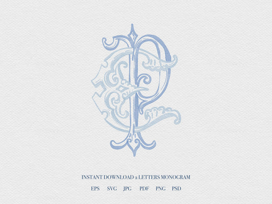 2 Letter Monogram with Letters CP | Digital Download - Wedding Monogram SVG, Personal Logo, Wedding Logo for Wedding Invitations The Wedding Crest Lab