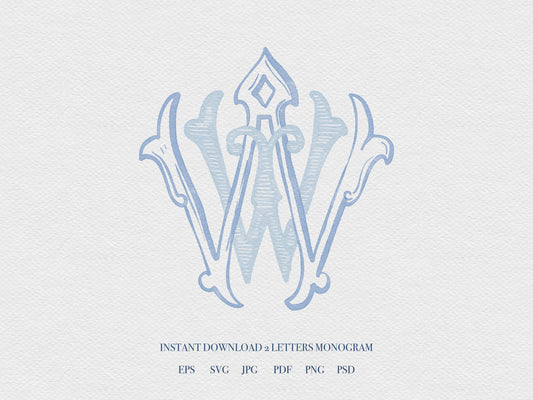 2 Letter Monogram with Letters WW | Digital Download - Wedding Monogram SVG, Personal Logo, Wedding Logo for Wedding Invitations The Wedding Crest Lab