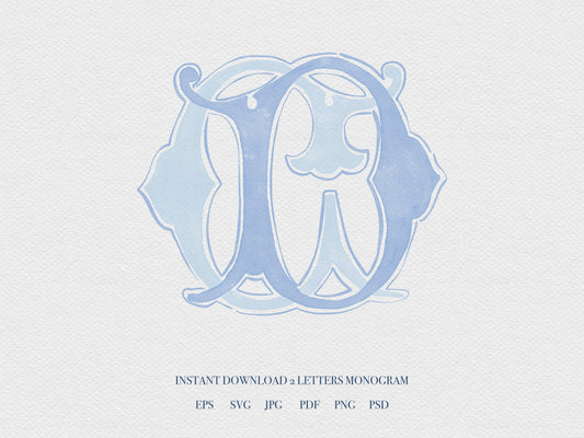 2 Letter Monogram with Letters CD | Digital Download - Wedding Monogram SVG, Personal Logo, Wedding Logo for Wedding Invitations The Wedding Crest Lab