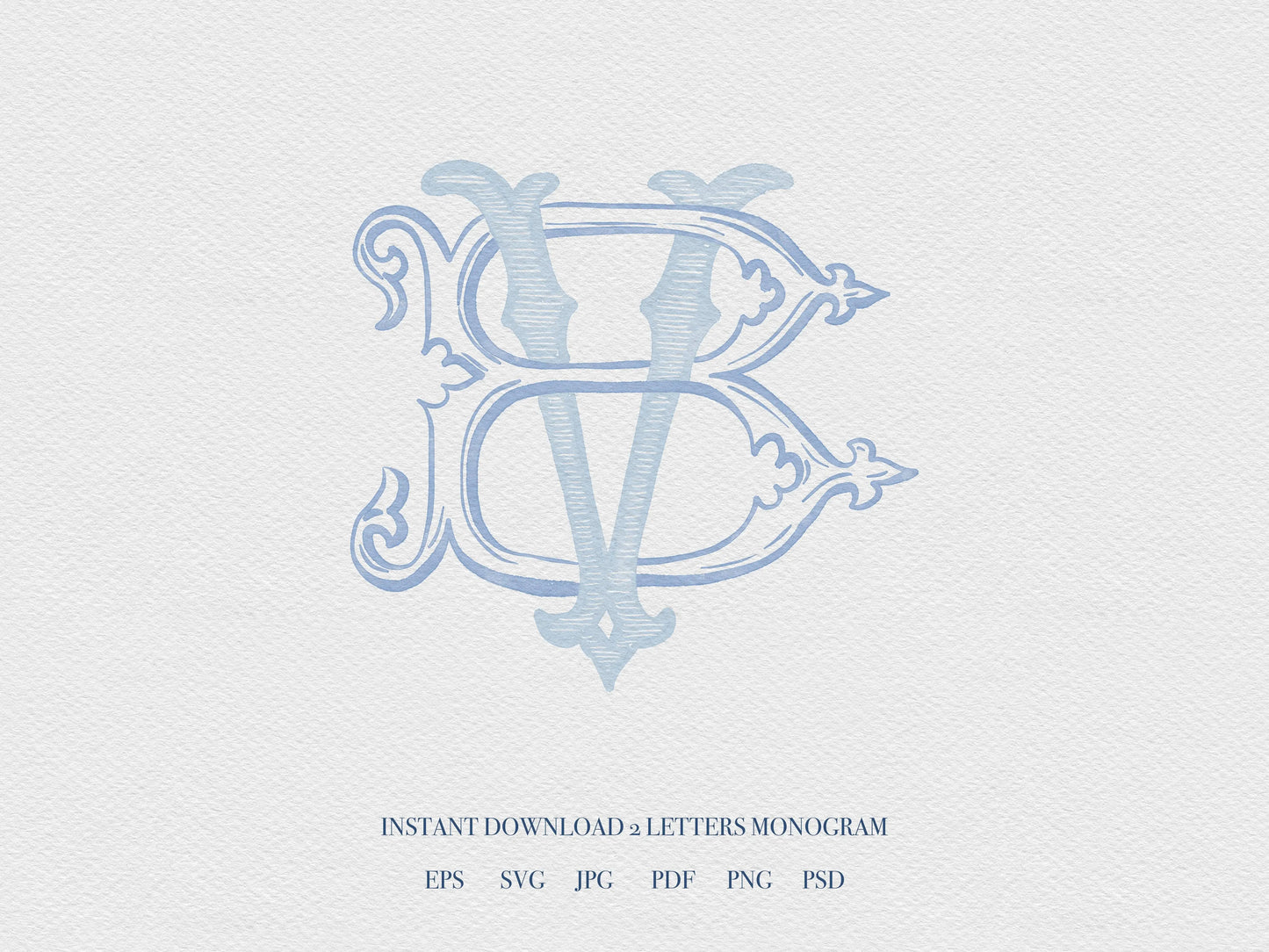 2 Letter Monogram with Letters BV | Digital Download - Wedding Monogram SVG, Personal Logo, Wedding Logo for Wedding Invitations The Wedding Crest Lab