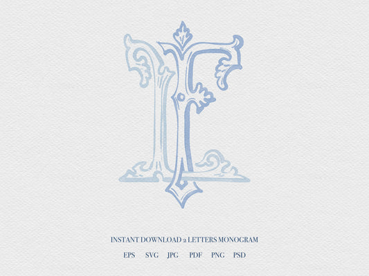 2 Letter Monogram with Letters LF | Digital Download - Wedding Monogram SVG, Personal Logo, Wedding Logo for Wedding Invitations The Wedding Crest Lab