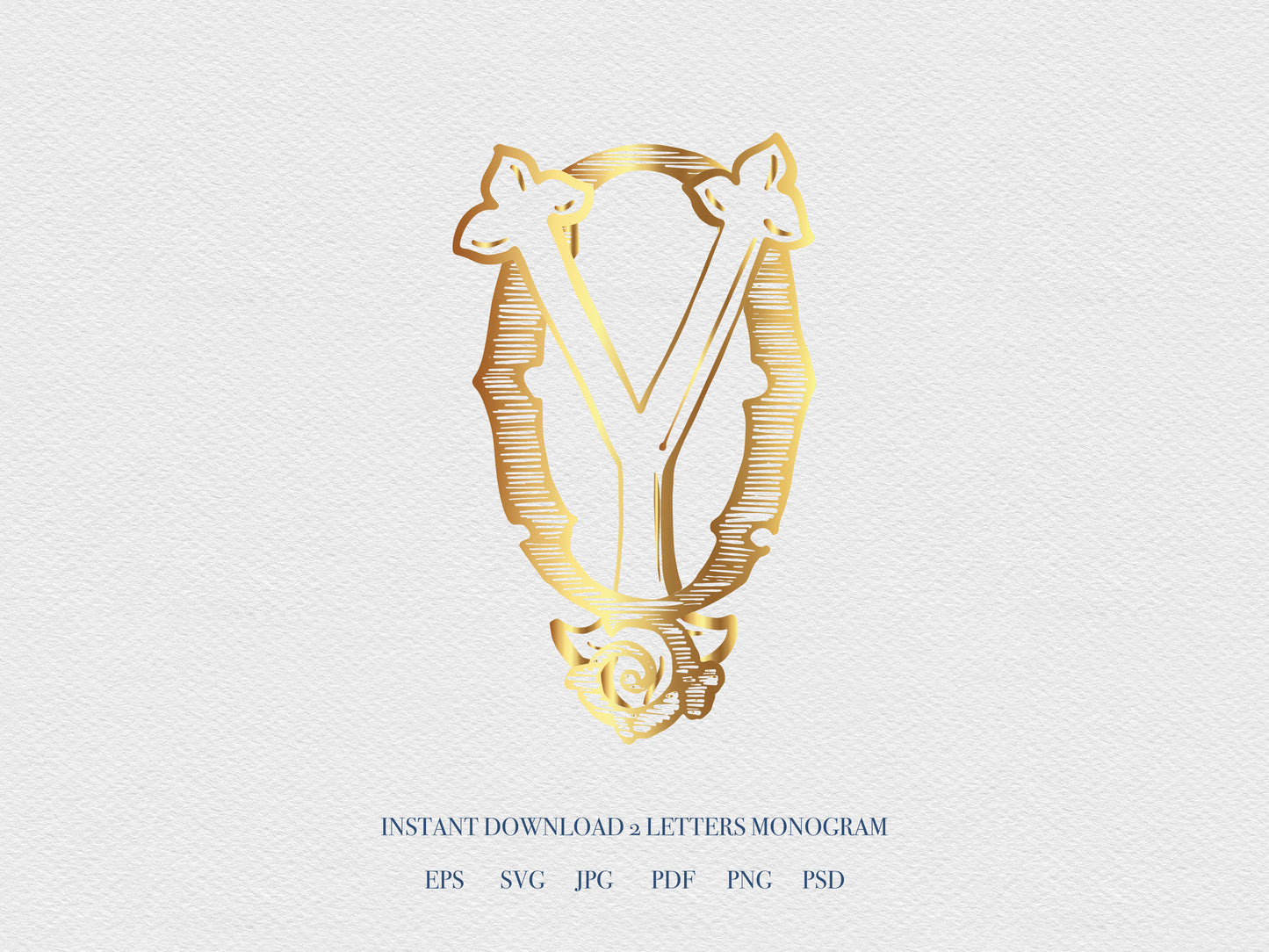 2 Letter Monogram with Letters QY YQ | Digital Download - Wedding Monogram SVG, Personal Logo, Wedding Logo for Wedding Invitations The Wedding Crest Lab