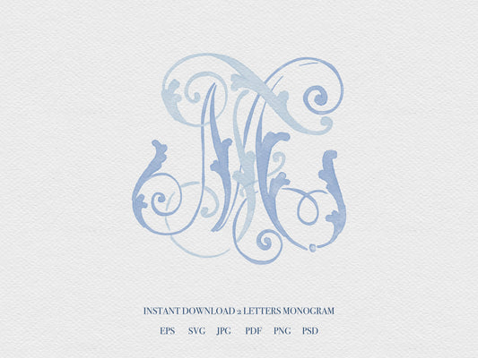 2 Letter Monogram with Letters MF | Digital Download - Wedding Monogram SVG, Personal Logo, Wedding Logo for Wedding Invitations The Wedding Crest Lab