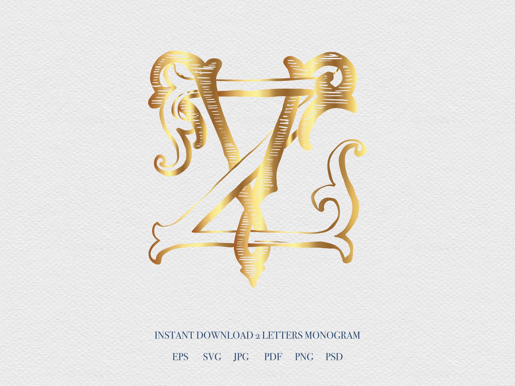 2 Letter Monogram with Letters VZ ZV | Digital Download - Wedding Monogram SVG, Personal Logo, Wedding Logo for Wedding Invitations The Wedding Crest Lab