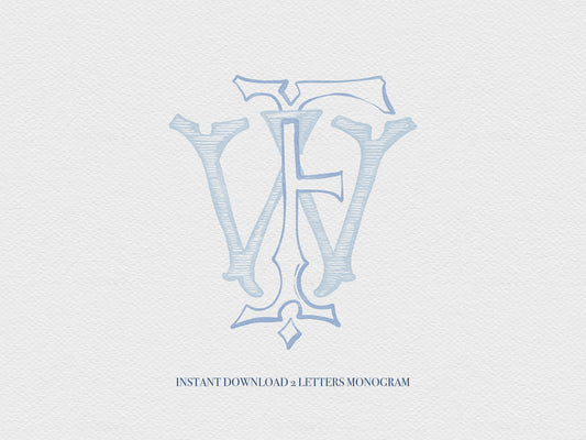 2 Letter Monogram with Letters WF | Digital Download - Wedding Monogram SVG, Personal Logo, Wedding Logo for Wedding Invitations