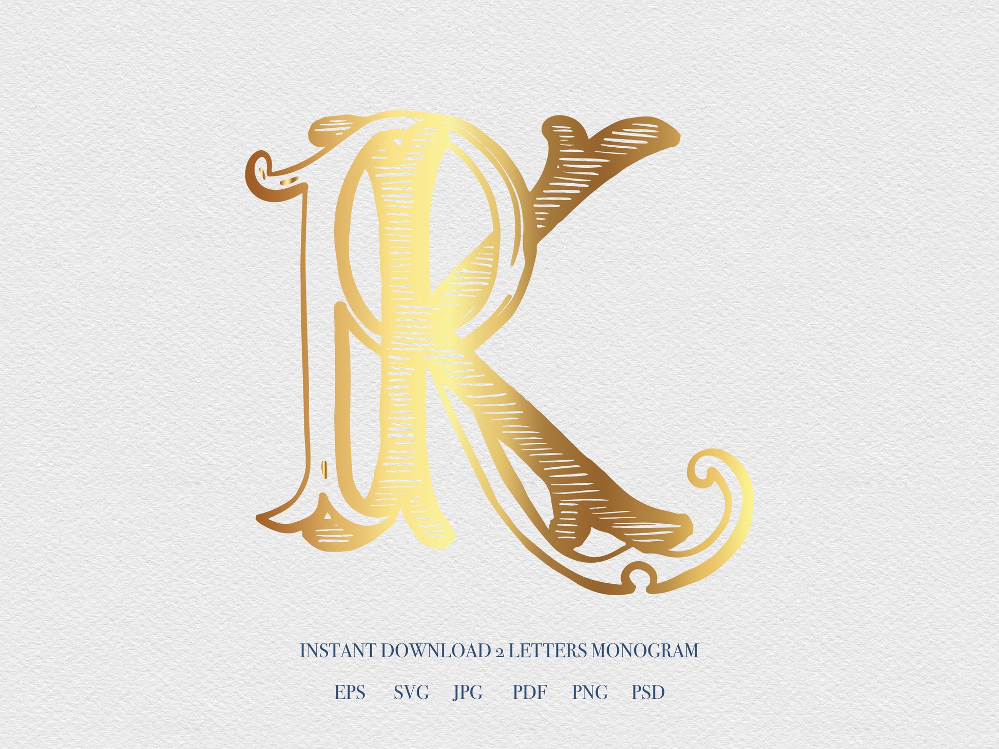 2 Letter Monogram with Letters KR RK | Digital Download - Wedding Monogram SVG, Personal Logo, Wedding Logo for Wedding Invitations The Wedding Crest Lab