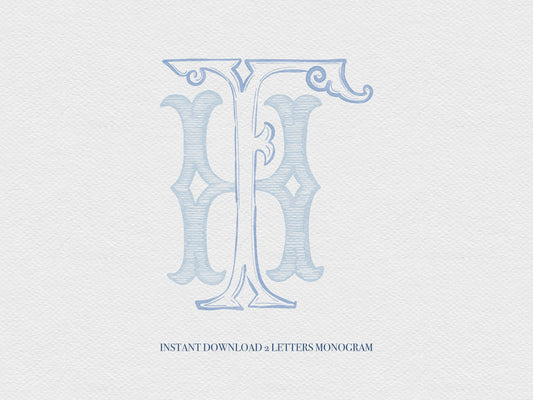 2 Letter Monogram with Letters HF | Digital Download - Wedding Monogram SVG, Personal Logo, Wedding Logo for Wedding Invitations The Wedding Crest Lab
