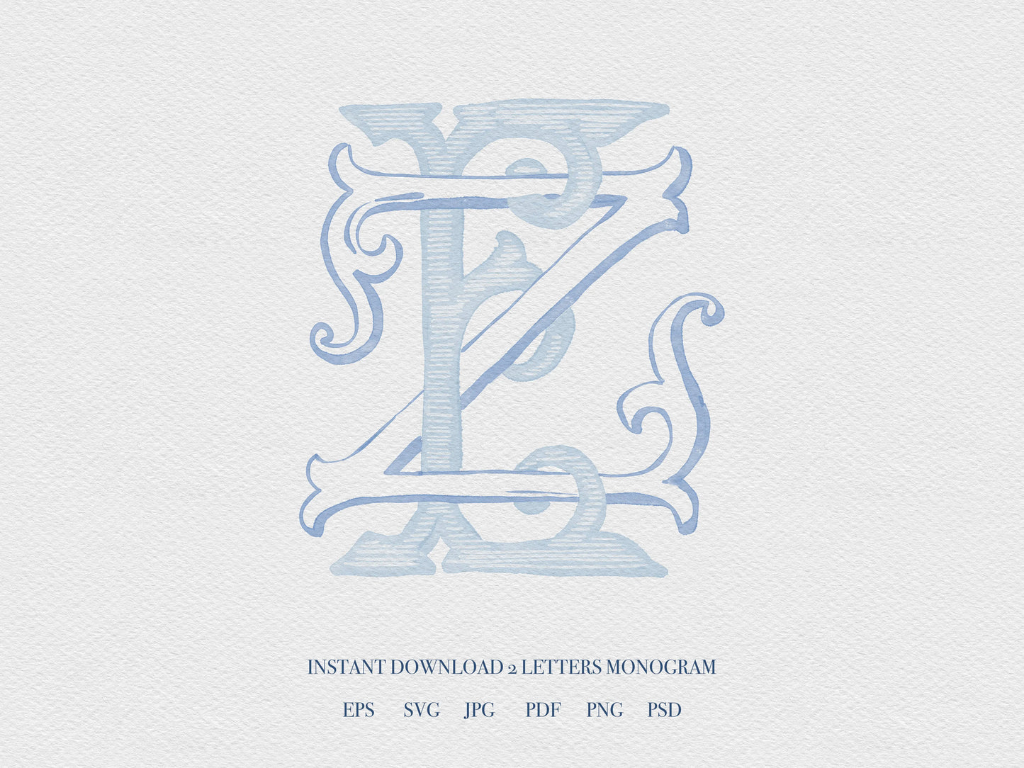 2 Letter Monogram with Letters EZ | Digital Download - Wedding Monogram SVG, Personal Logo, Wedding Logo for Wedding Invitations The Wedding Crest Lab