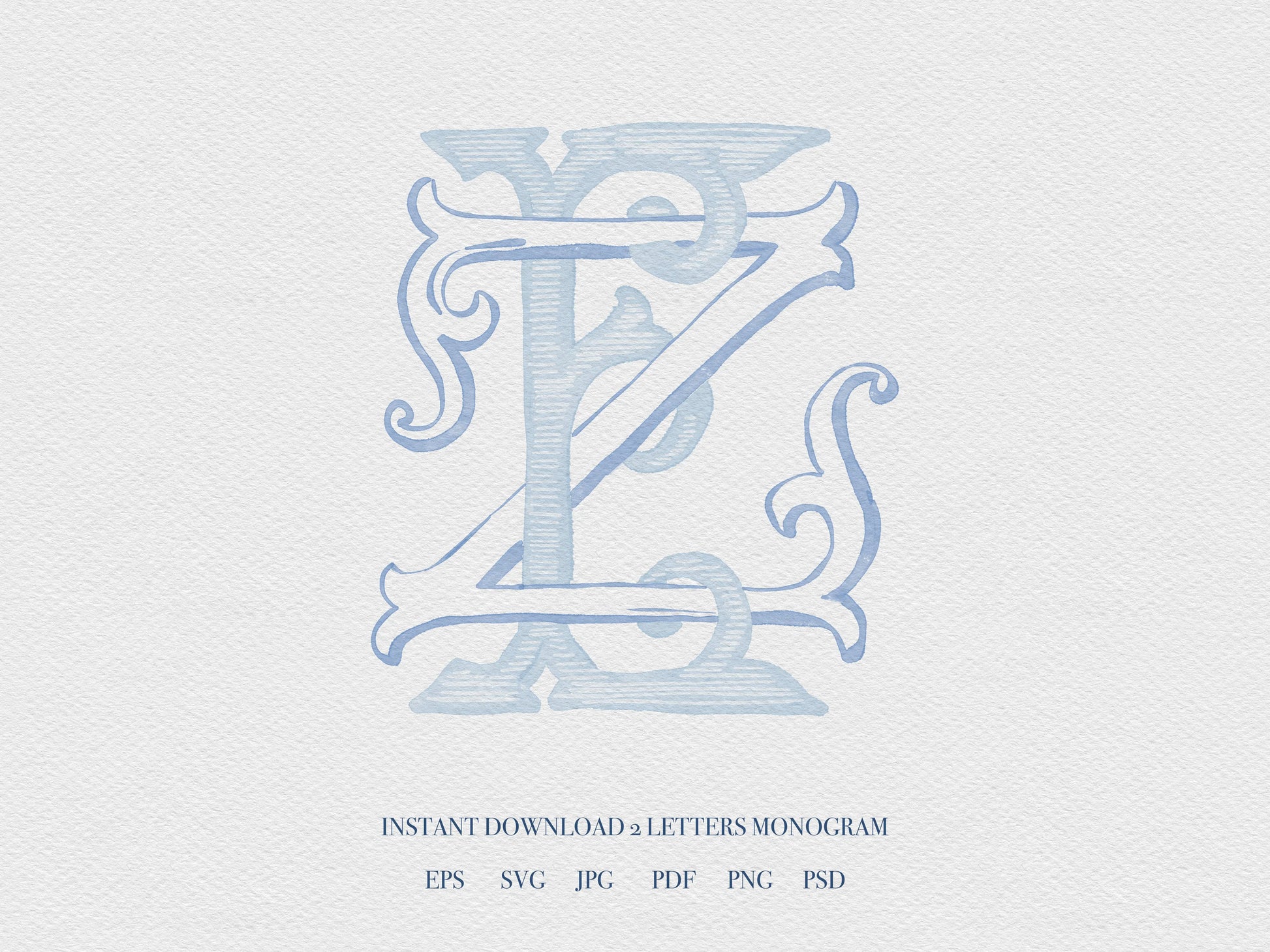 2 Letter Monogram with Letters EZ | Digital Download - Wedding Monogram SVG, Personal Logo, Wedding Logo for Wedding Invitations The Wedding Crest Lab