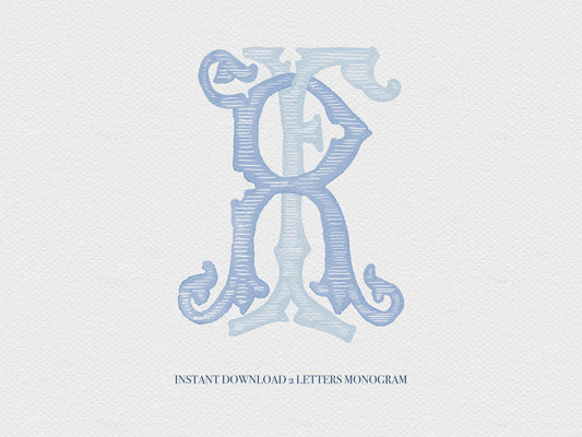 2 Letter Monogram with Letters RF | Digital Download - Wedding Monogram SVG, Personal Logo, Wedding Logo for Wedding Invitations The Wedding Crest Lab