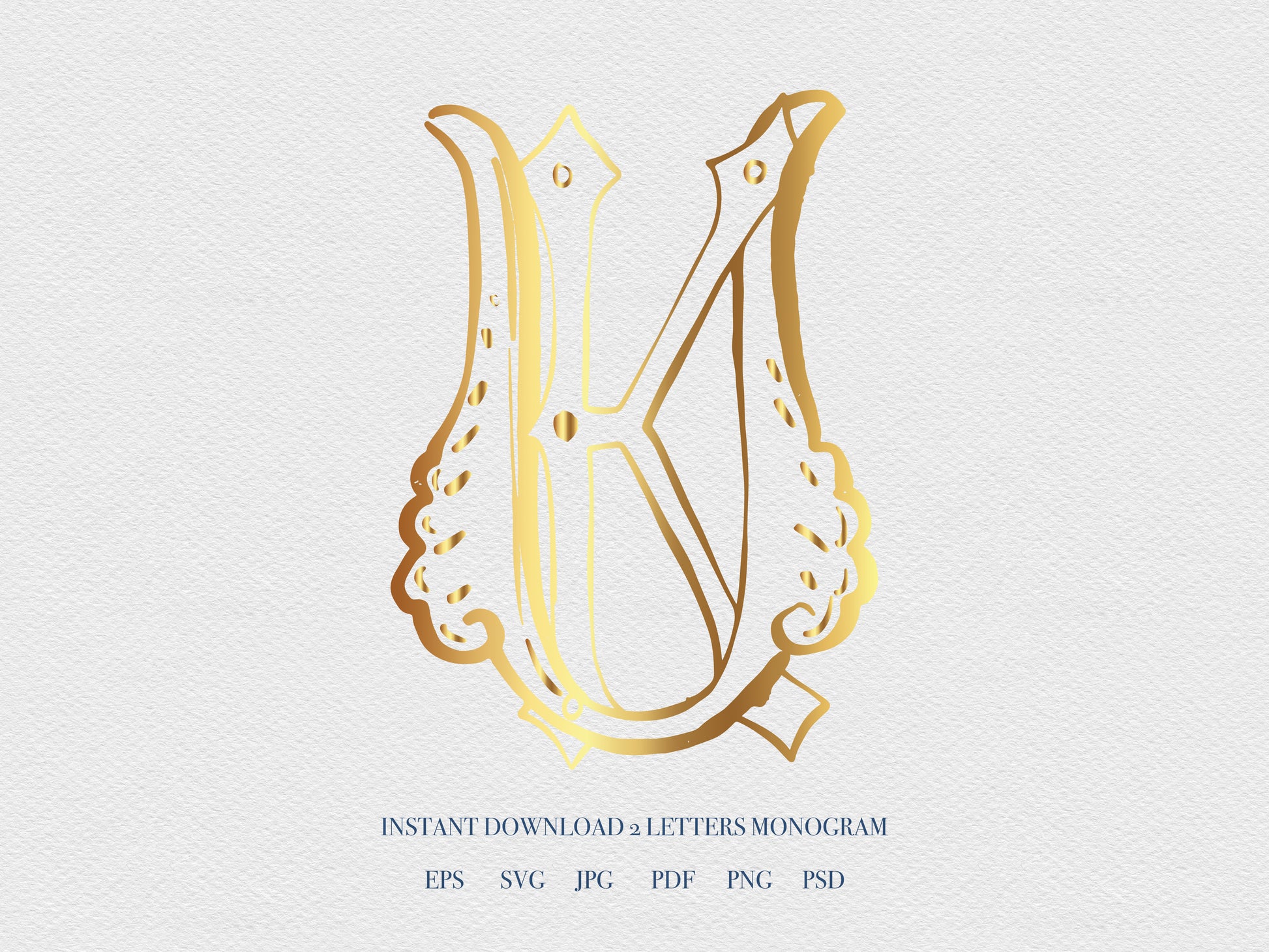 2 Letter Monogram with Letters KU UK | Digital Download - Wedding Monogram SVG, Personal Logo, Wedding Logo for Wedding Invitations The Wedding Crest Lab