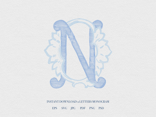 2 Letter Monogram with Letters NQ QN | Digital Download - Wedding Monogram SVG, Personal Logo, Wedding Logo for Wedding Invitations The Wedding Crest Lab