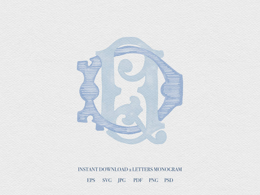 2 Letter Monogram with Letters QD | Digital Download - Wedding Monogram SVG, Personal Logo, Wedding Logo for Wedding Invitations The Wedding Crest Lab