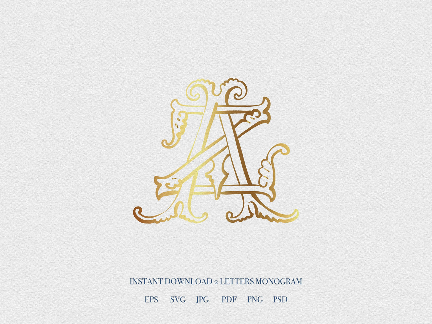 2 Letter Monogram with Letters AZ | Digital Download - Wedding Monogram SVG, Personal Logo, Wedding Logo for Wedding Invitations The Wedding Crest Lab