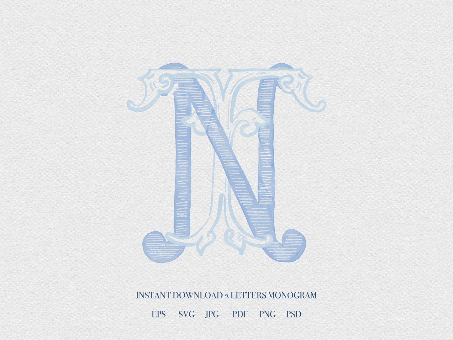 2 Letter Monogram with Letters NT TN | Digital Download - Wedding Monogram SVG, Personal Logo, Wedding Logo for Wedding Invitations The Wedding Crest Lab