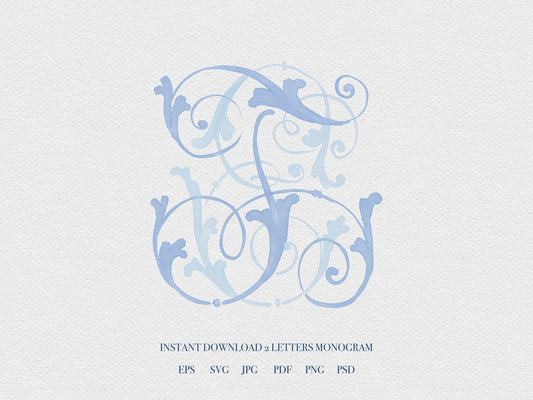 2 Letter Monogram with Letters EF | Digital Download - Wedding Monogram SVG, Personal Logo, Wedding Logo for Wedding Invitations The Wedding Crest Lab