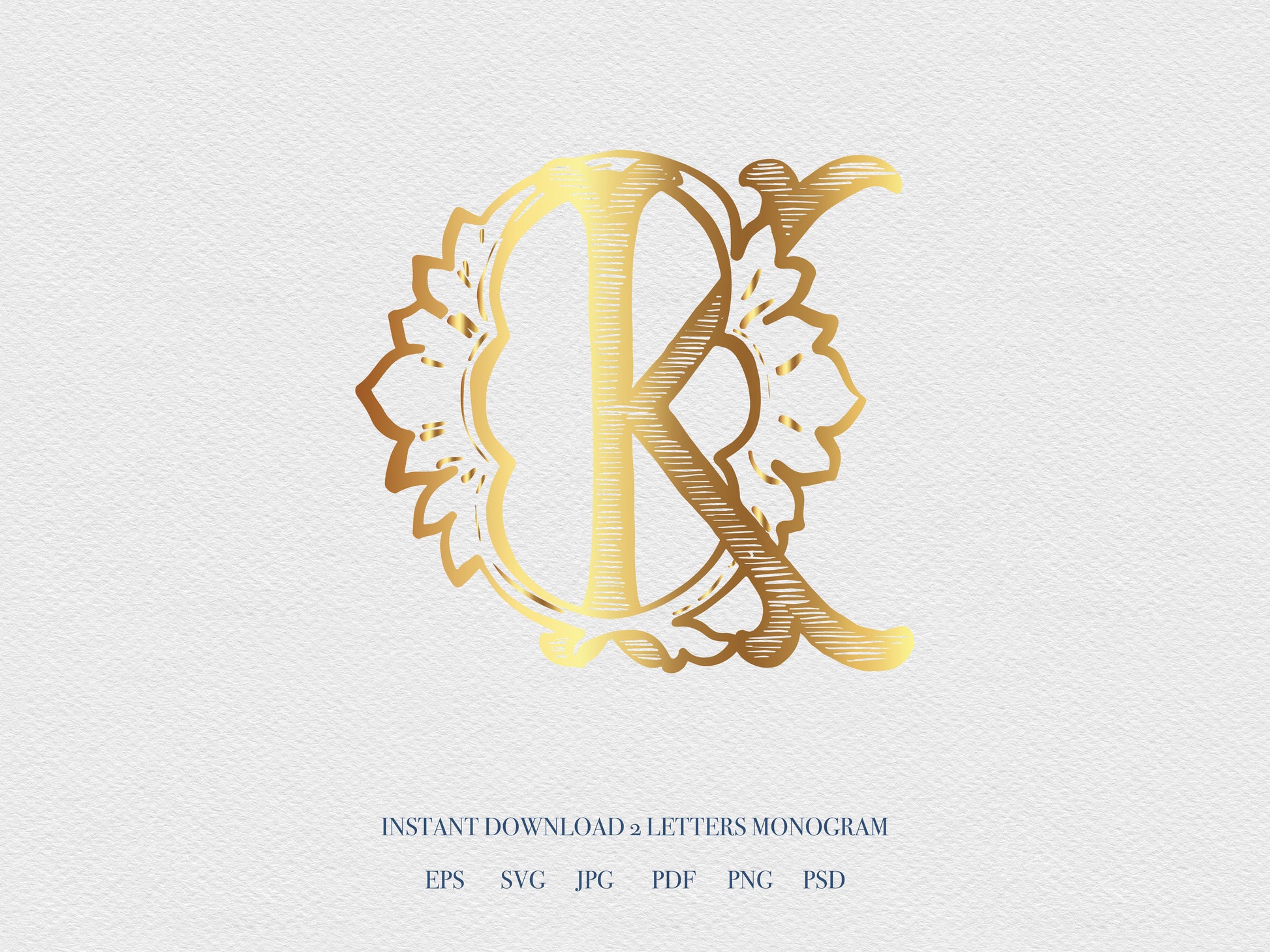 2 Letter Monogram with Letters KQ QK | Digital Download - Wedding Monogram SVG, Personal Logo, Wedding Logo for Wedding Invitations The Wedding Crest Lab