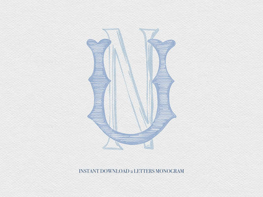 2 Letter Monogram with Letters UN | Digital Download - Wedding Monogram SVG, Personal Logo, Wedding Logo for Wedding Invitations