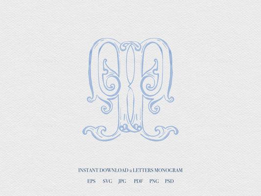 2 Letter Monogram with Letters PP | Digital Download - Wedding Monogram SVG, Personal Logo, Wedding Logo for Wedding Invitations The Wedding Crest Lab