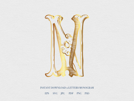2 Letter Monogram with Letters NV VN | Digital Download - Wedding Monogram SVG, Personal Logo, Wedding Logo for Wedding Invitations The Wedding Crest Lab