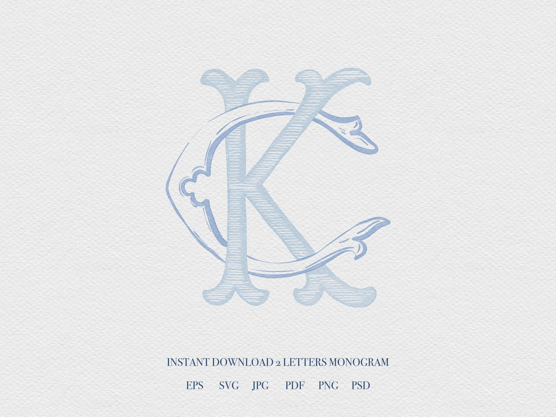 2 Letter Monogram with Letters KC | Digital Download - Wedding Monogram SVG, Personal Logo, Wedding Logo for Wedding Invitations The Wedding Crest Lab