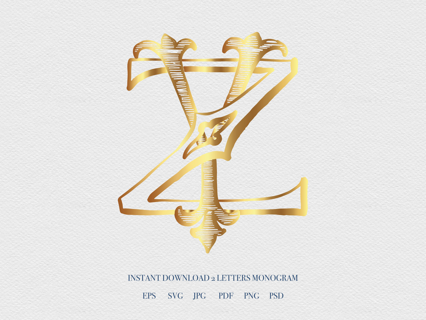 2 Letter Monogram with Letters YZ ZY | Digital Download - Wedding Monogram SVG, Personal Logo, Wedding Logo for Wedding Invitations The Wedding Crest Lab