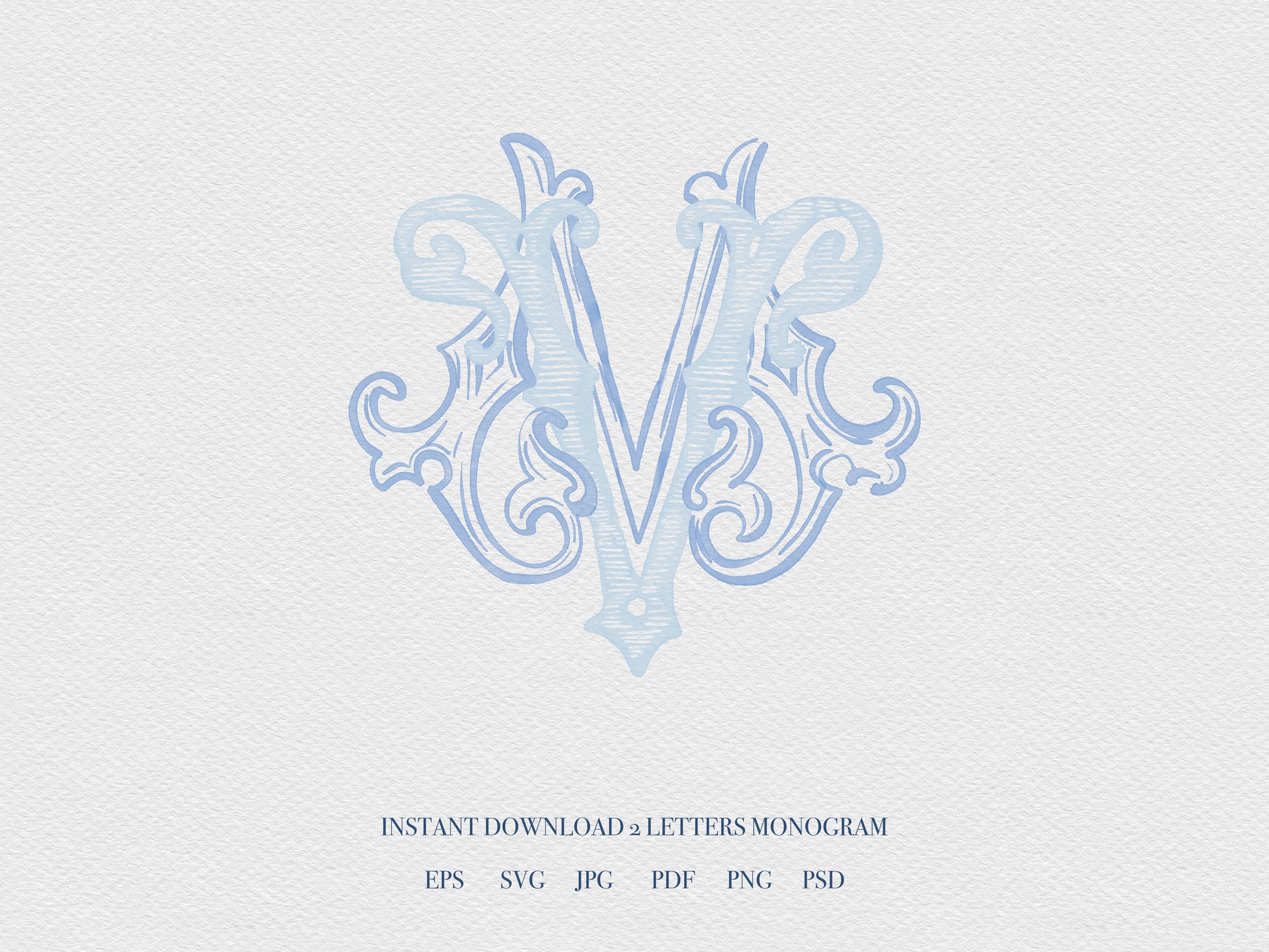 2 Letter Monogram with Letters MV VM | Digital Download - Wedding Monogram SVG, Personal Logo, Wedding Logo for Wedding Invitations The Wedding Crest Lab